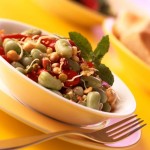 Photo of a broad bean and flamed pepper salad [Image - Vegetarian Society]