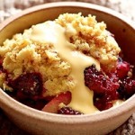 Photo of a blackberry and elderberry crumble