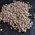 Photo of white beans on a black slate